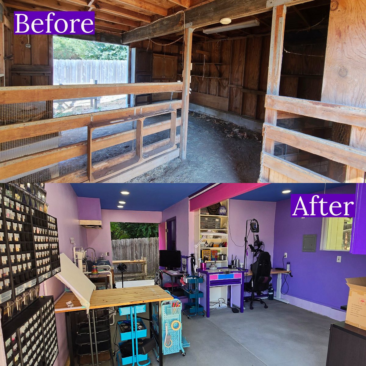 Barn workshop before and after conversion