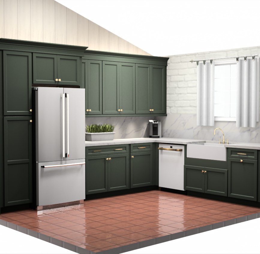 Redesigned kitchen fridge and sink walls render